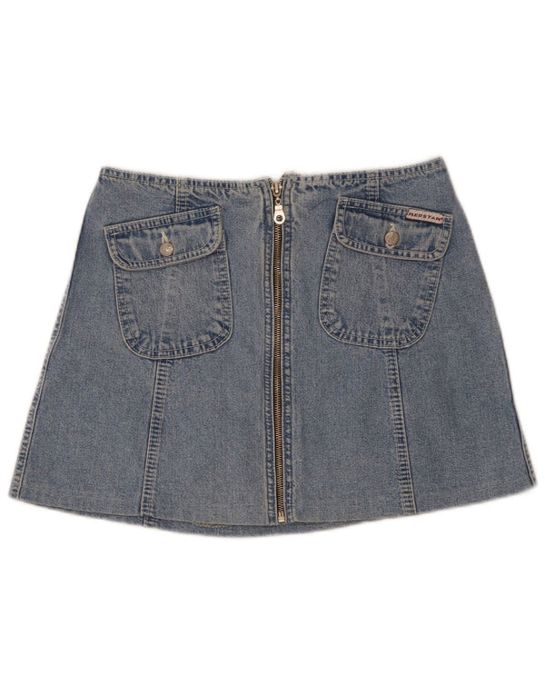 Fusta mini de blugi vintage pentru femei W27 Bumbac albastru mic