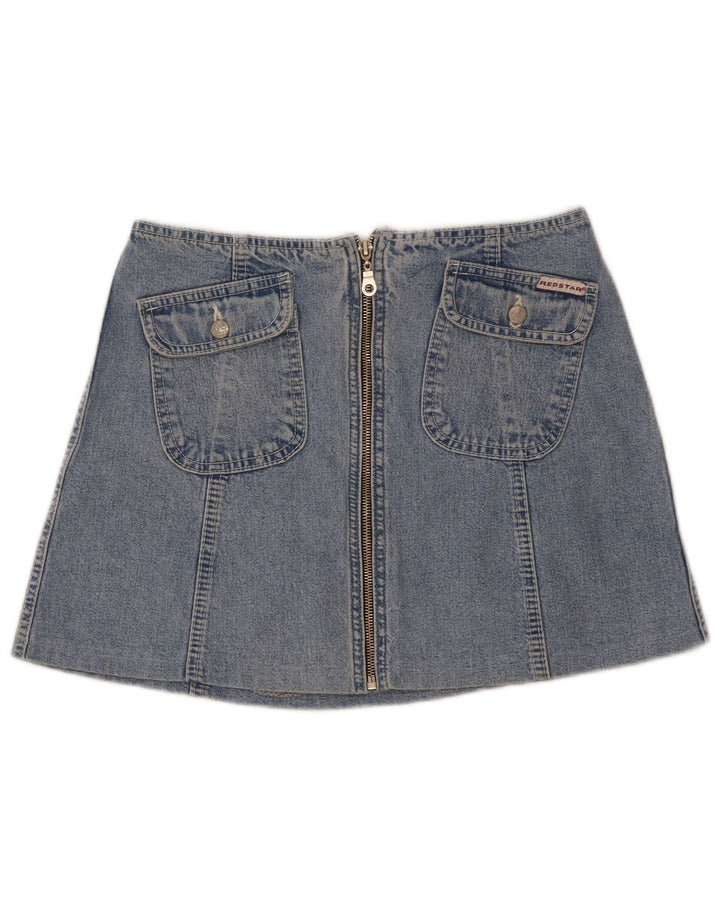 Fusta mini de blugi vintage pentru femei W27 Bumbac albastru mic