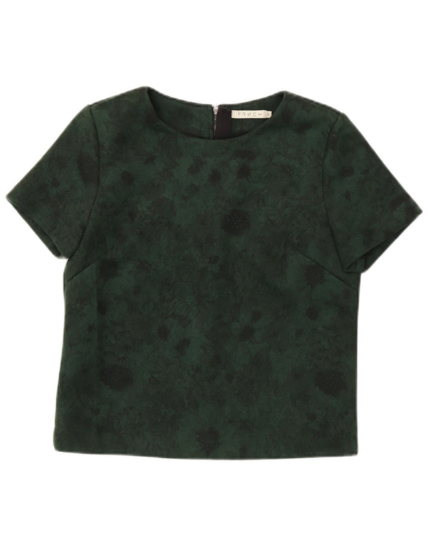 FRNCH Bluză Crop Top Femei UK 16 Poliester Floral Verde Mic