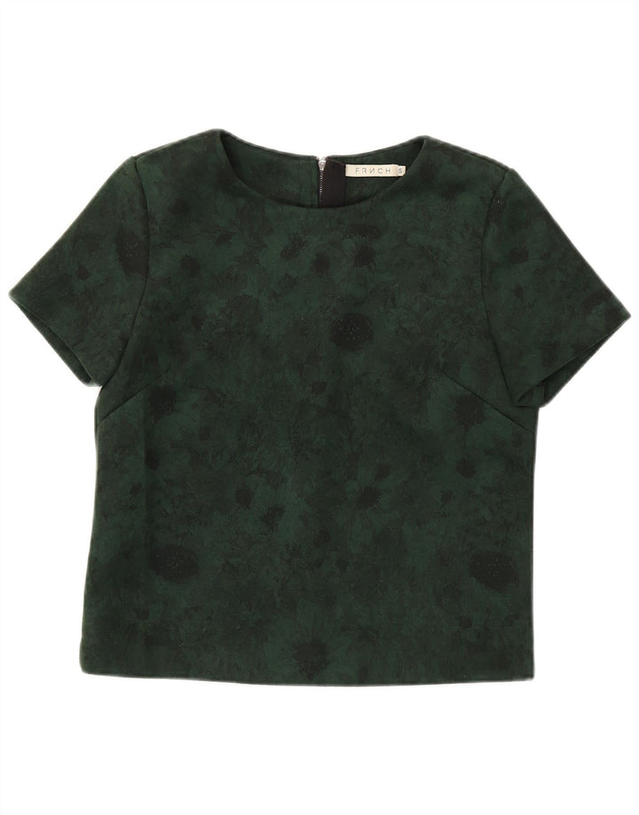 FRNCH Bluză Crop Top Femei UK 16 Poliester Floral Verde Mic