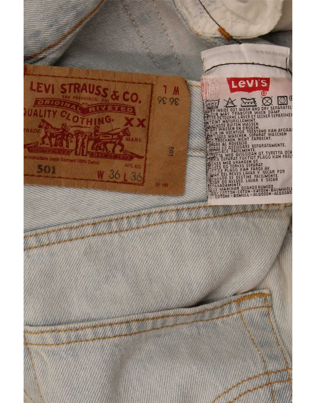 Blugi drepti pentru bărbați Levi's 501 W36 L32 Bumbac albastru