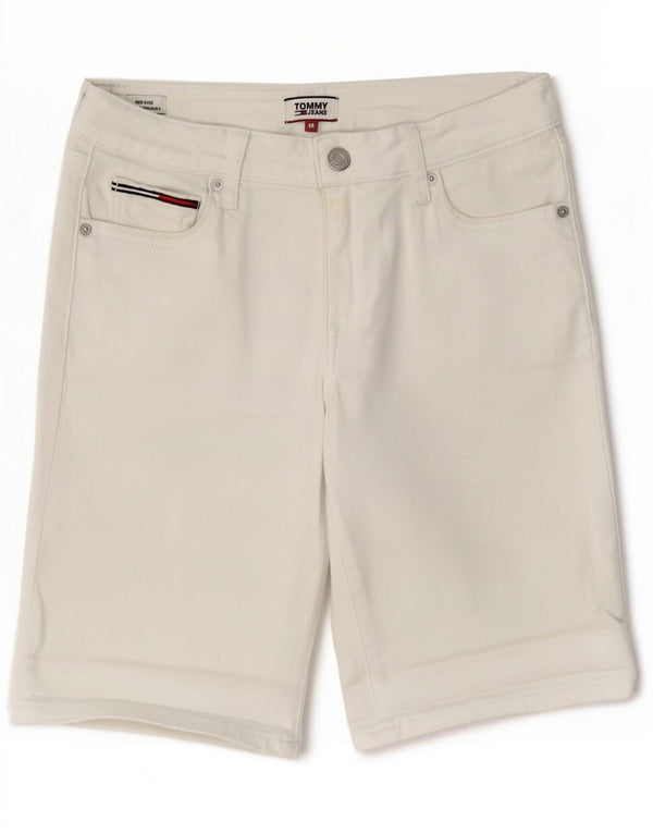Tommy Hilfiger Bermuda pentru femei cu talie medie din denim, mic W28, bumbac alb