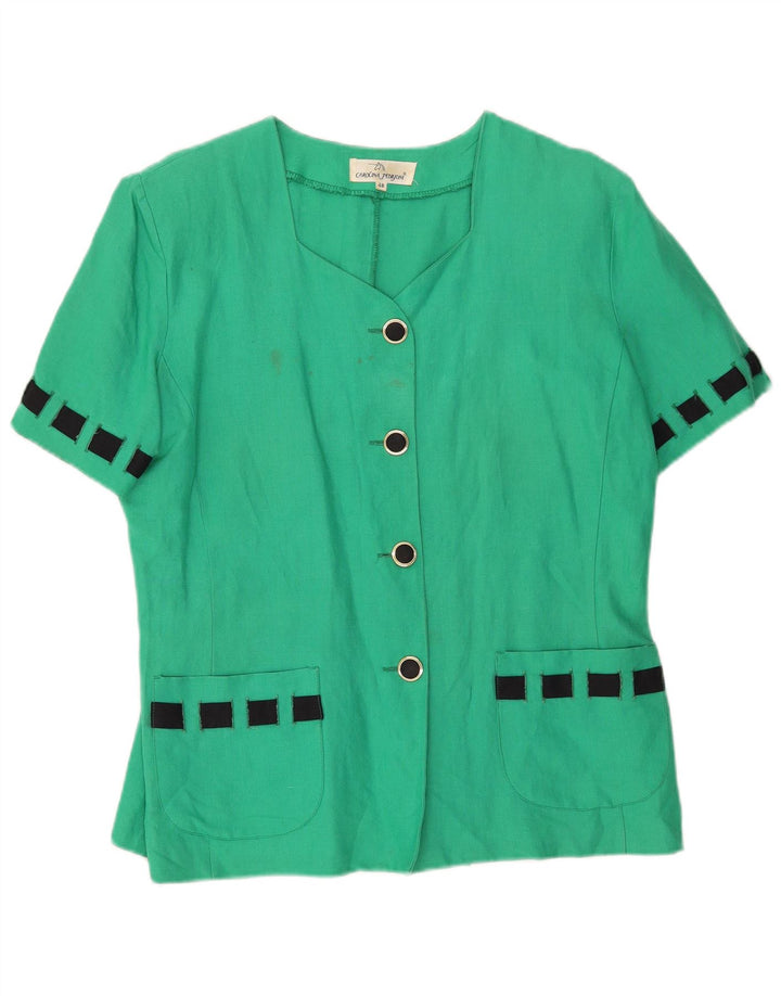 Jachetă pentru femei Carolina Pedrjoni Blazer cu 4 nasturi IT 48 XL Verde Colorblock