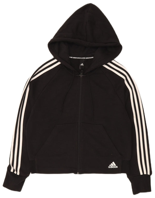 Pulover Adidas pentru femei cu fermoar, UK 12, bumbac mediu negru