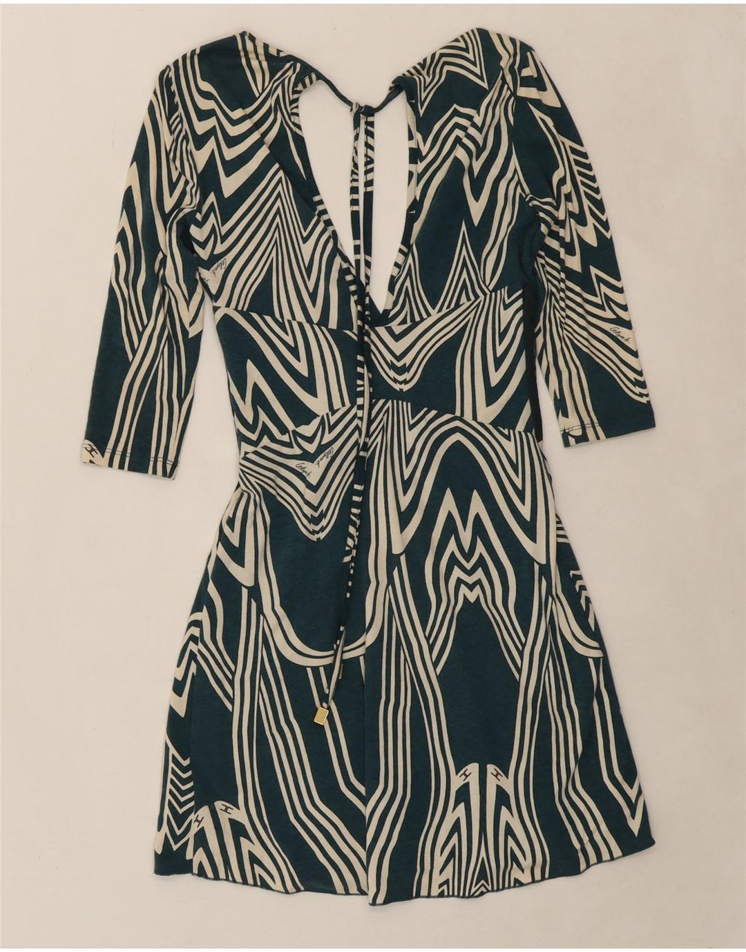 CELYN B Womens Abstract Pattern 3/4 Sleeve A-Line Dress IT 40 Small Green Vintage Celyn B and Second-Hand Celyn B from Messina Hembry 