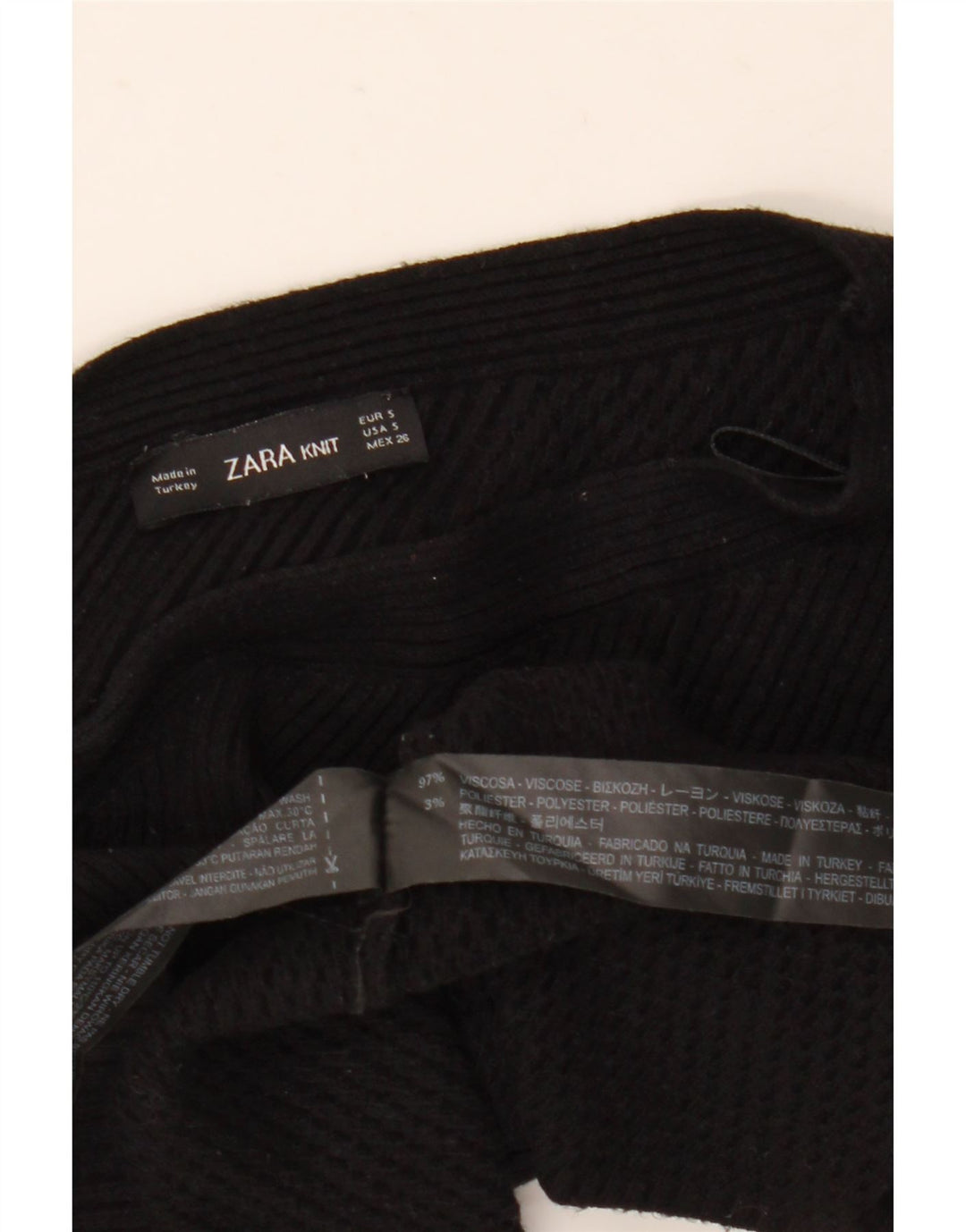 Top Crop One Shoulder pentru femei Zara UK 8 Small Black Viscose
