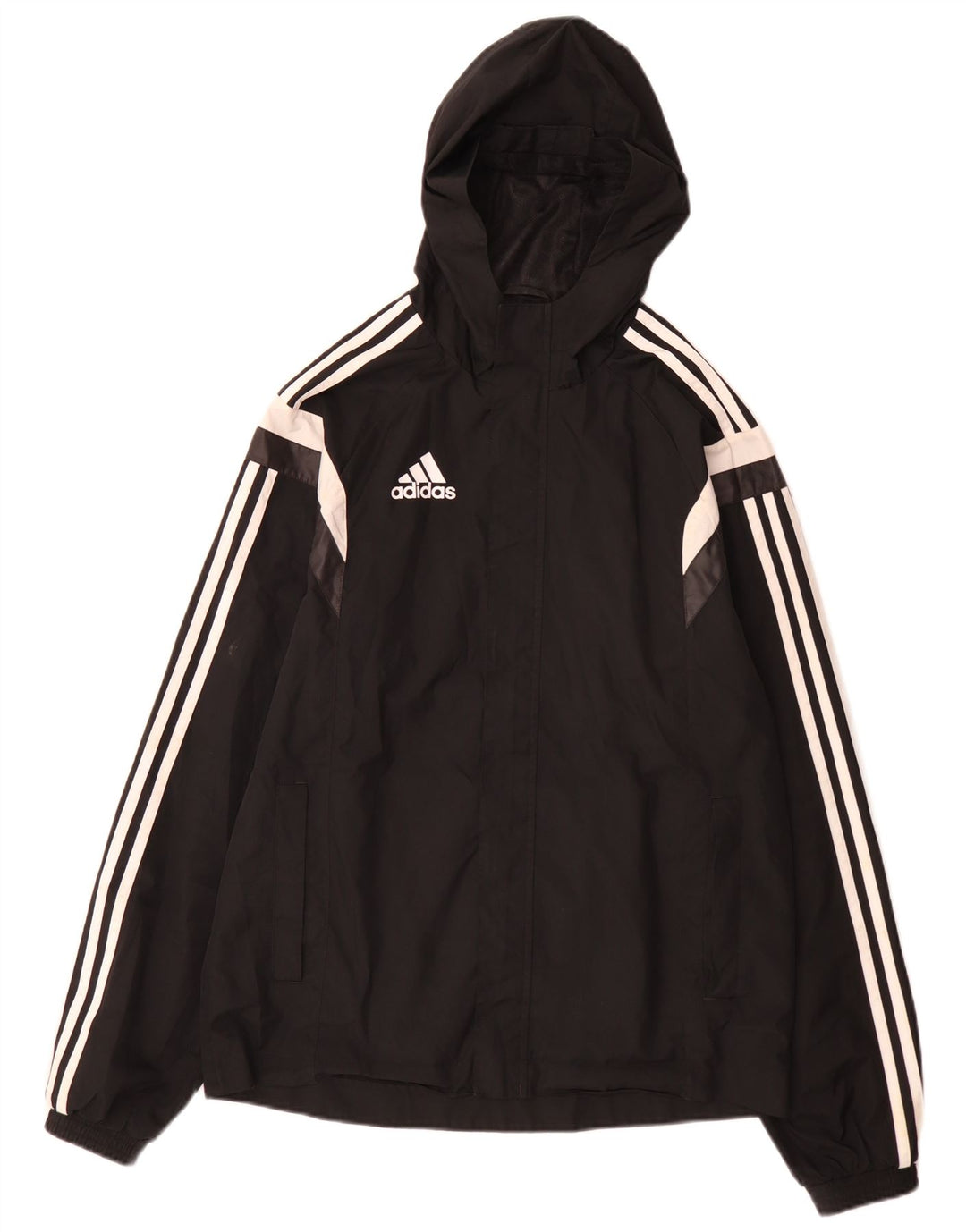 Jachetă de ploaie cu glugă pentru bărbați Adidas UK 36, negru, poliester color block
