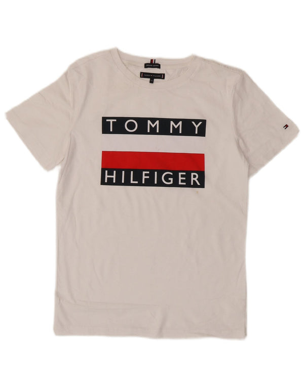 Tricou grafic Tommy Hilfiger pentru băieți Top 13-14 ani, alb, color block
