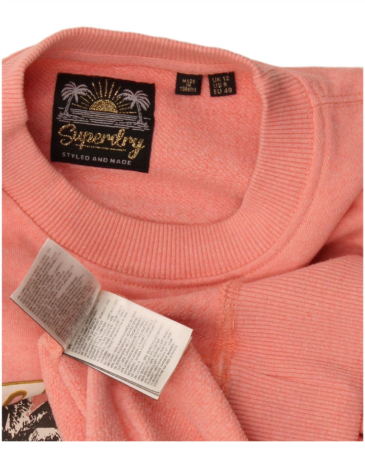 Pulover supradimensionat cu grafic Superdry pentru femei UK 12 Roz mediu