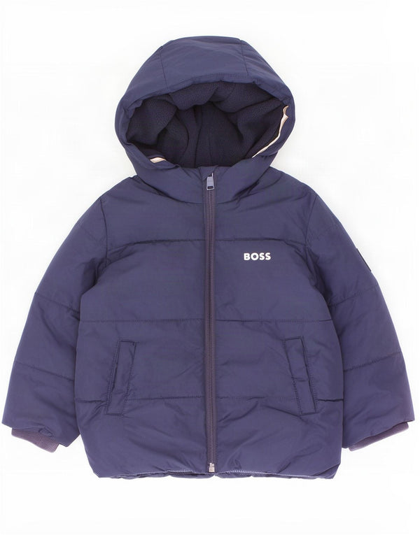 Jachetă căptușită cu glugă Hugo Boss pentru bebeluși 18-24 luni bleumarin poliester