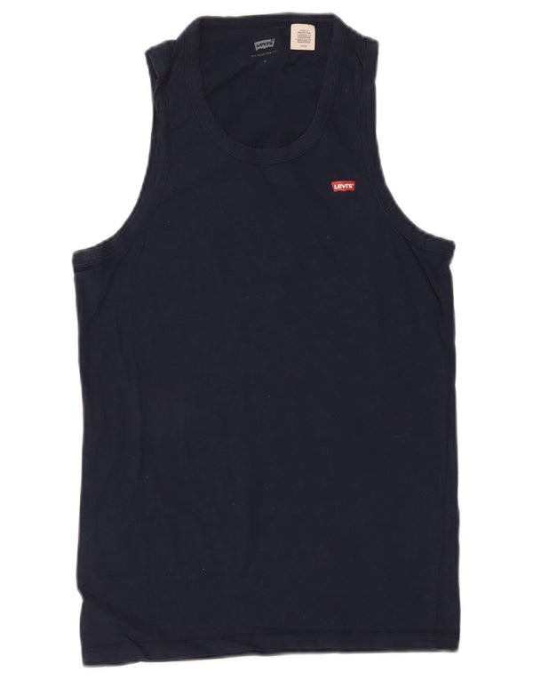 Levi's Femei Vest Vest Top UK 10 Small Bleumarin Bumbac