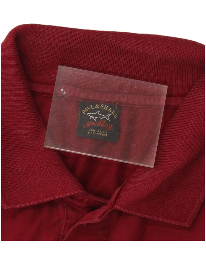 PAUL & SHARK Cămașă polo de iahting pentru bărbați, mare, burgundă