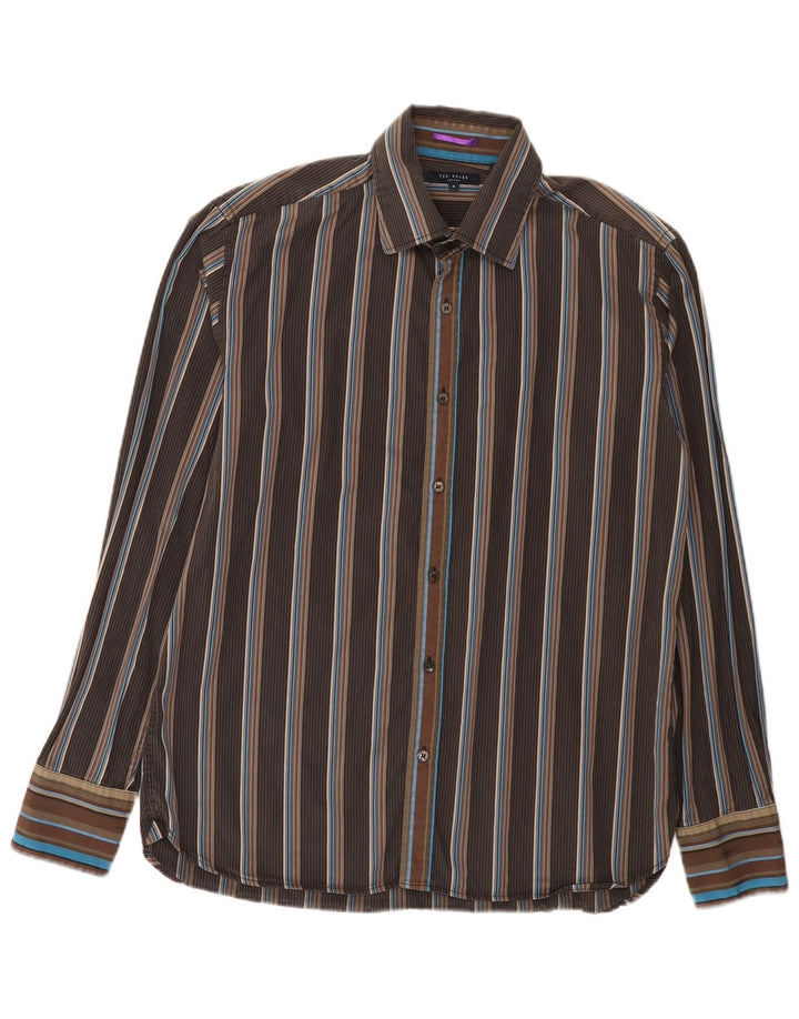 Cămașă pentru bărbați Ted Baker Mărimea 5 XL Maro cu dungi