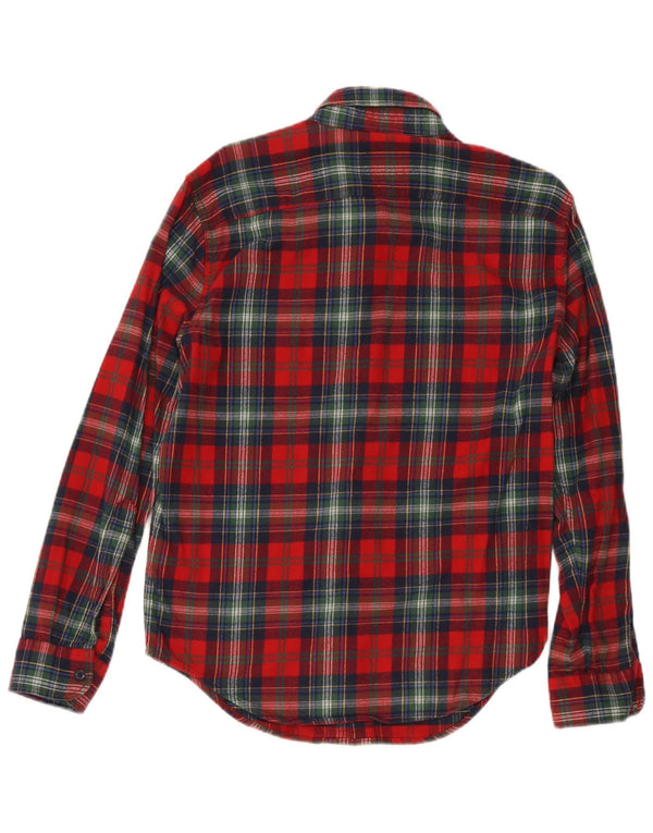 Cămașă de flanel pentru bărbați Abercrombie & Fitch, bumbac cu carouri mici, roșii