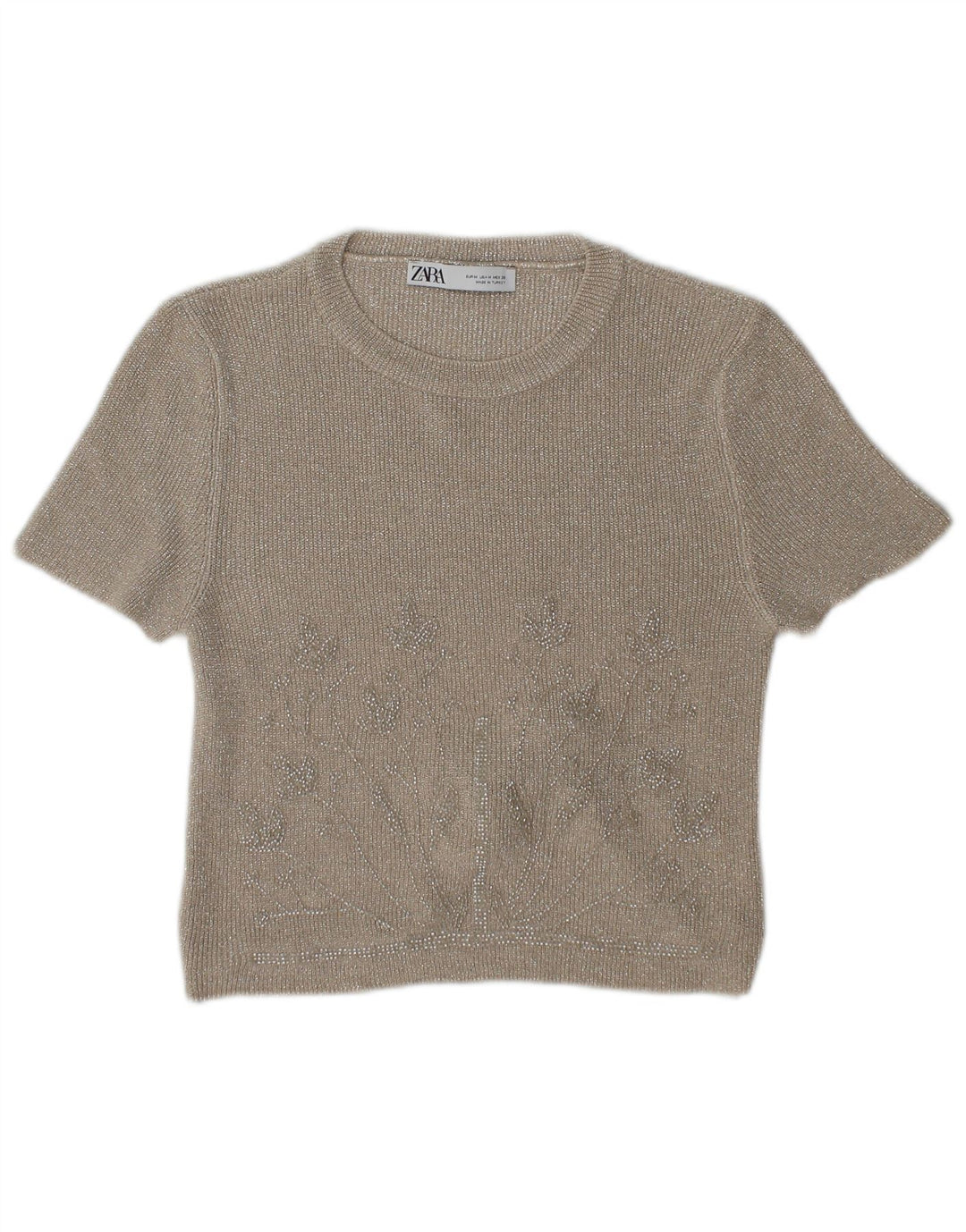 Bluză Crop Top Femei Zara UK 12 Bej Mediu