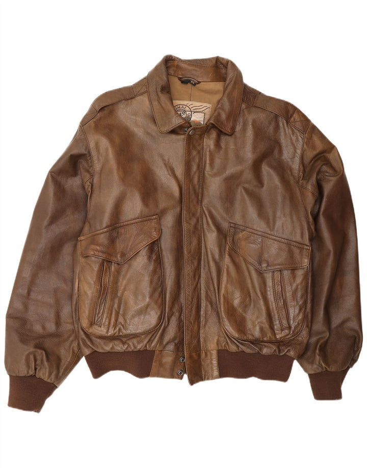 Jachetă din piele pentru bărbați Outback UK 42 XL din piele maro