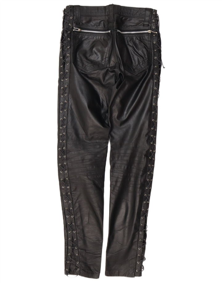 Pantaloni din piele vintage pentru femei L30 L30 din piele neagră