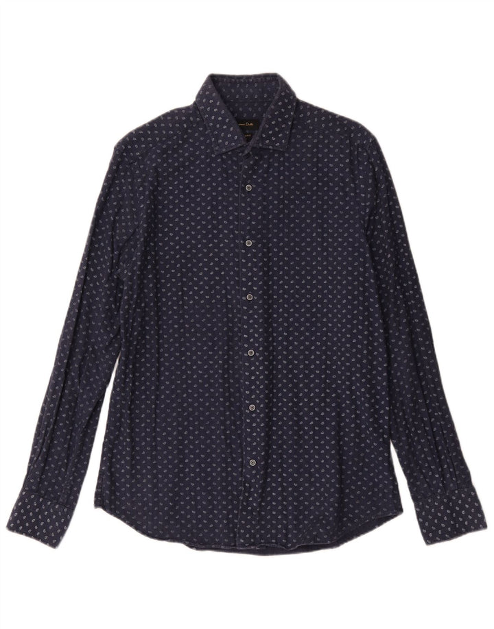 Cămașă Massimo Dutti pentru bărbați, bumbac Paisley, albastru bleumarin mediu