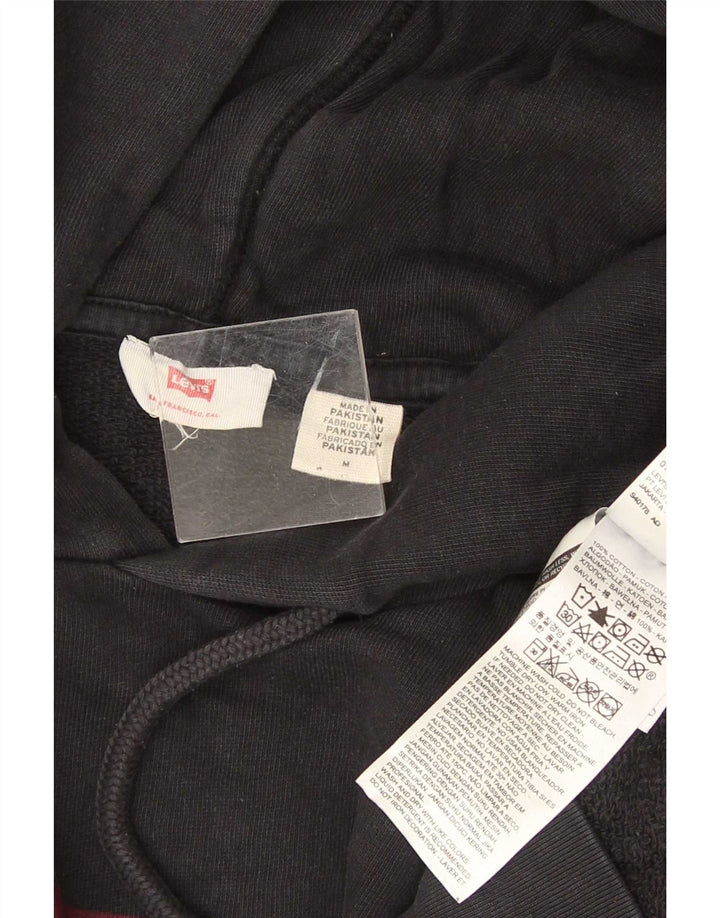 Pulover Levi's pentru bărbați cu capota cu grafică, bumbac mediu negru
