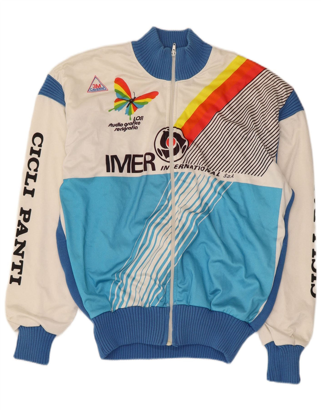 Jachetă de trening vintage pentru bărbați cu grafică IT 50, albastru mediu, color block