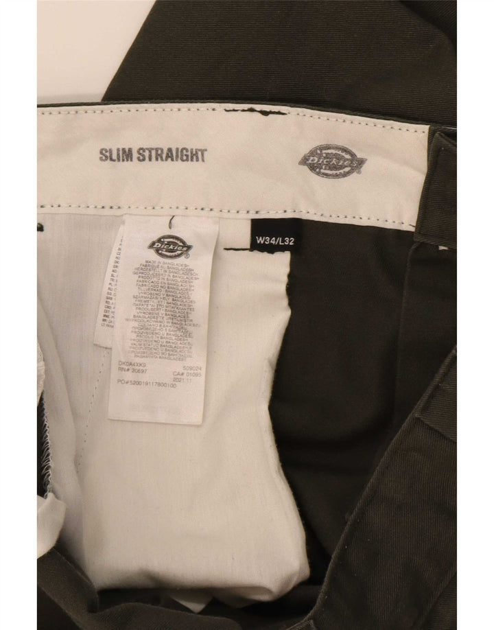 Pantaloni chino pentru bărbați, drepti, subțiri, L34 L32, poliester verde