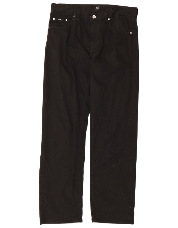 Pantaloni casual drepti pentru bărbați Hugo Boss W36 L32 bumbac negru