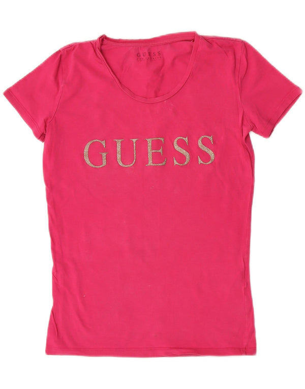 Tricou grafic Guess pentru femei Top UK 8 Small Pink