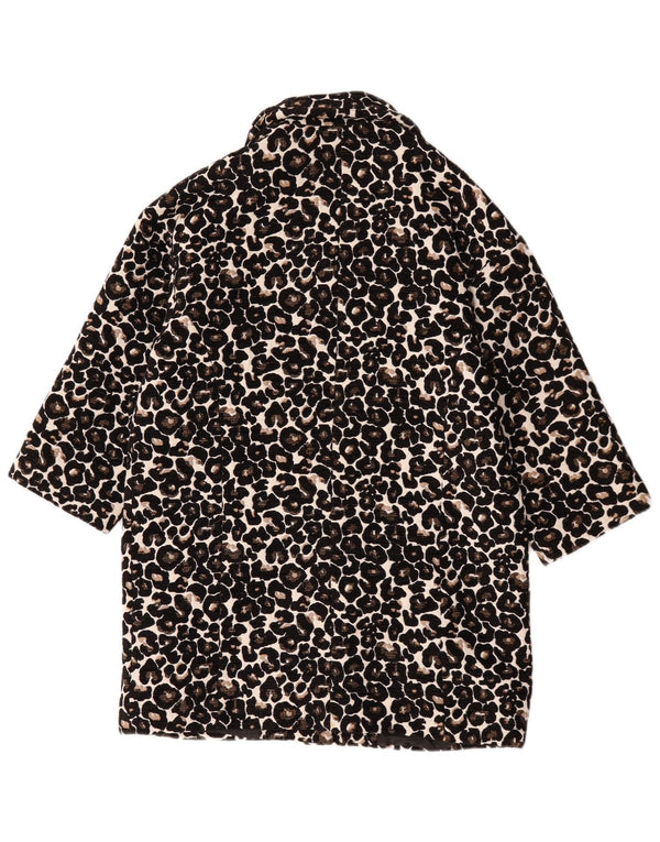 Topshop pardesiu supradimensionat pentru femei UK 8 mic, negru, bumbac cu imprimeu animal