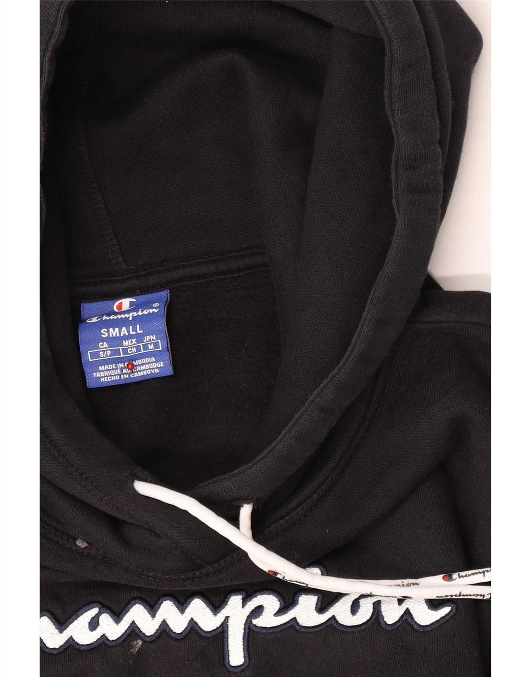 Pulover pentru bărbați Champion, cu grafic regular, cu glugă, negru