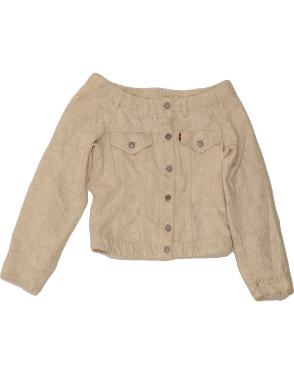 GANNI X LEVI'S Womens Bomber Jacket UK 10 Small Beige Floral Classic