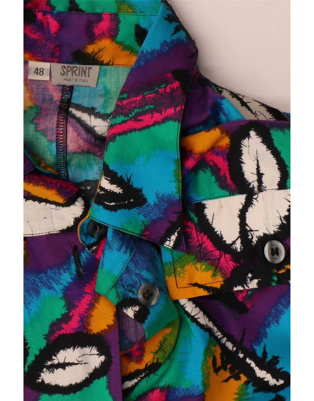 Rochie cămașă vintage pentru femei cu model abstract IT 48 XL multicolor
