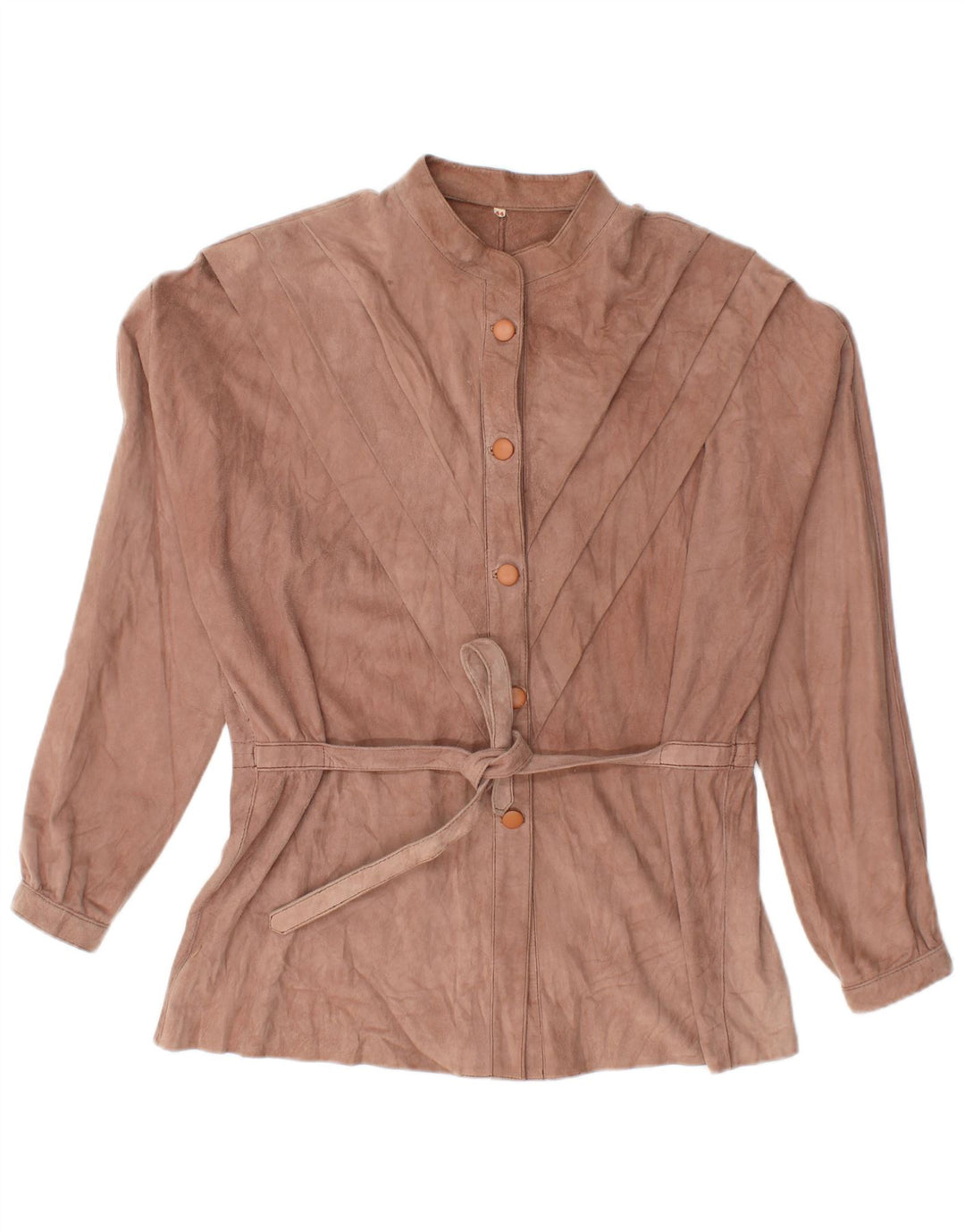 Bluză cămașă din piele intoarsa pentru femei VINTAGE EU 44 XL maro