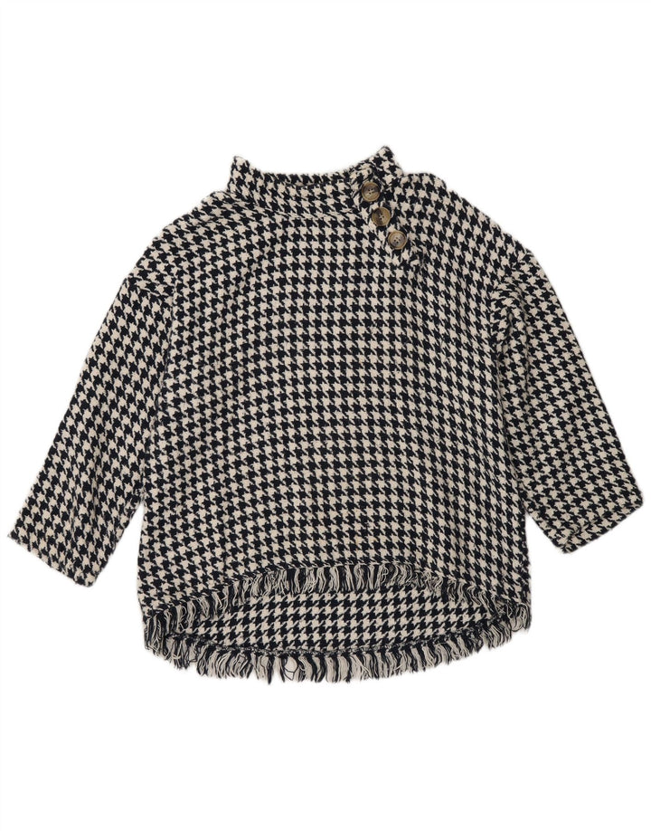Pulover pentru femei Zara, cu gât cu nasturi, UK 14 Medium Black Houndstooth