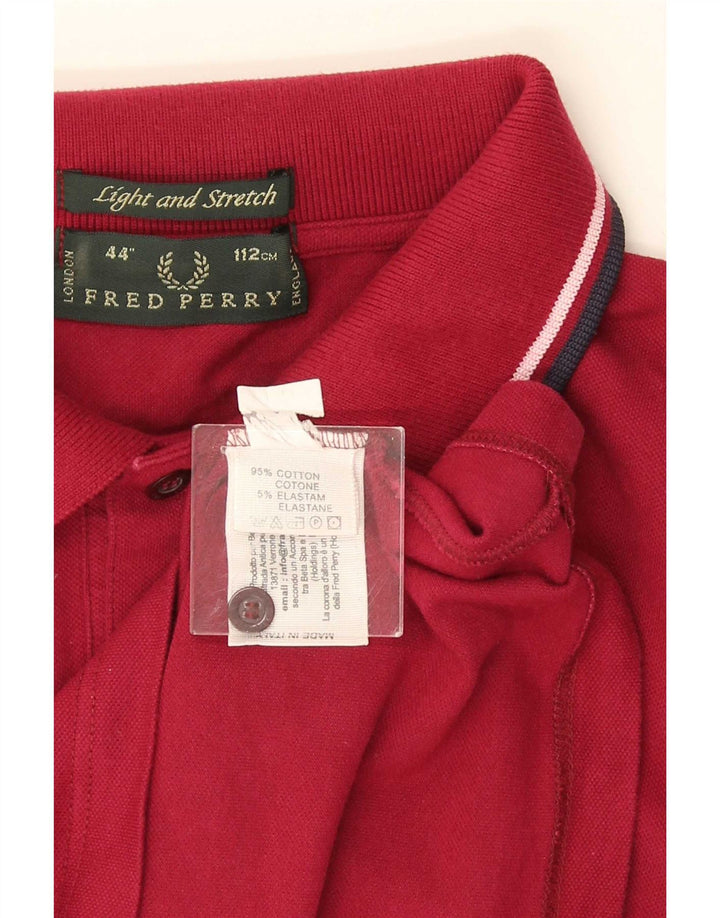Cămașă polo Fred Perry pentru bărbați, bumbac cu dungi Burgundy mediu
