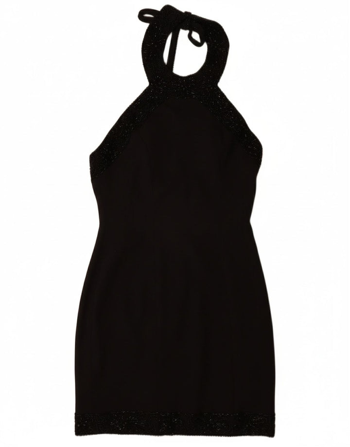 VINTAGE Rochie Halter pentru femei UK 12 Medium Black