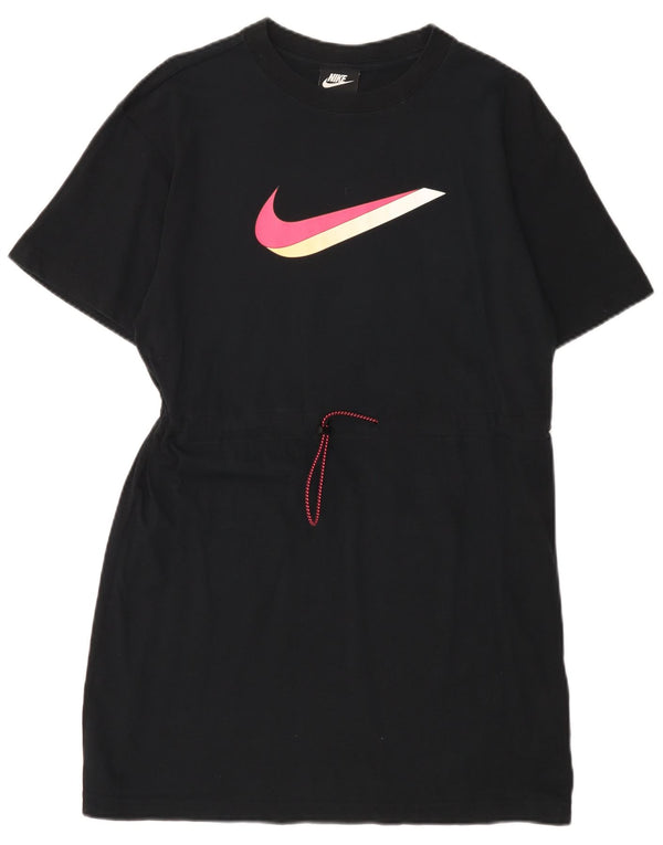 Rochie tricou grafic Nike pentru femei UK 10, bumbac negru mic