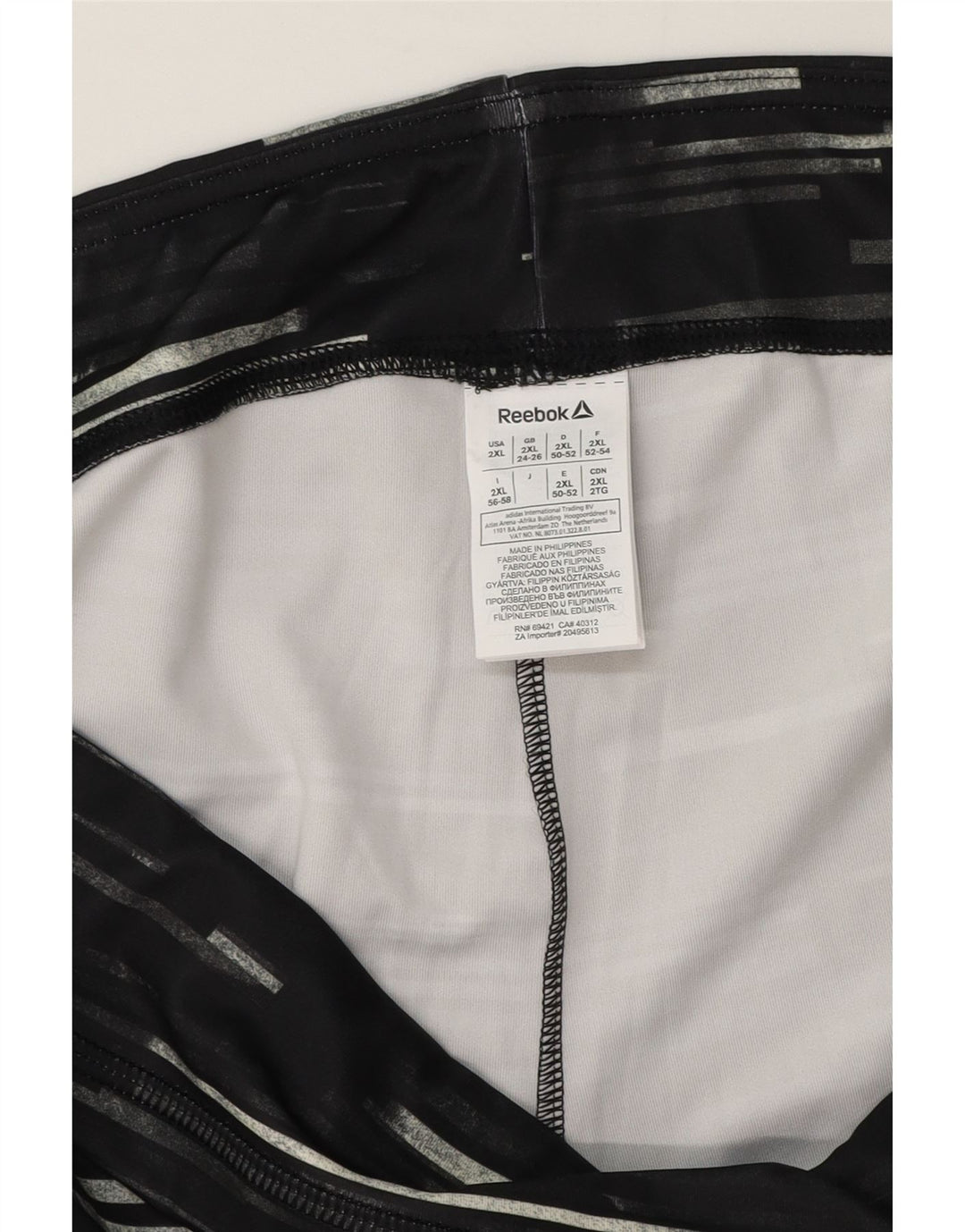 Leggings Capri pentru femei Reebok UK 24/26 2XL poliester cu dungi negre