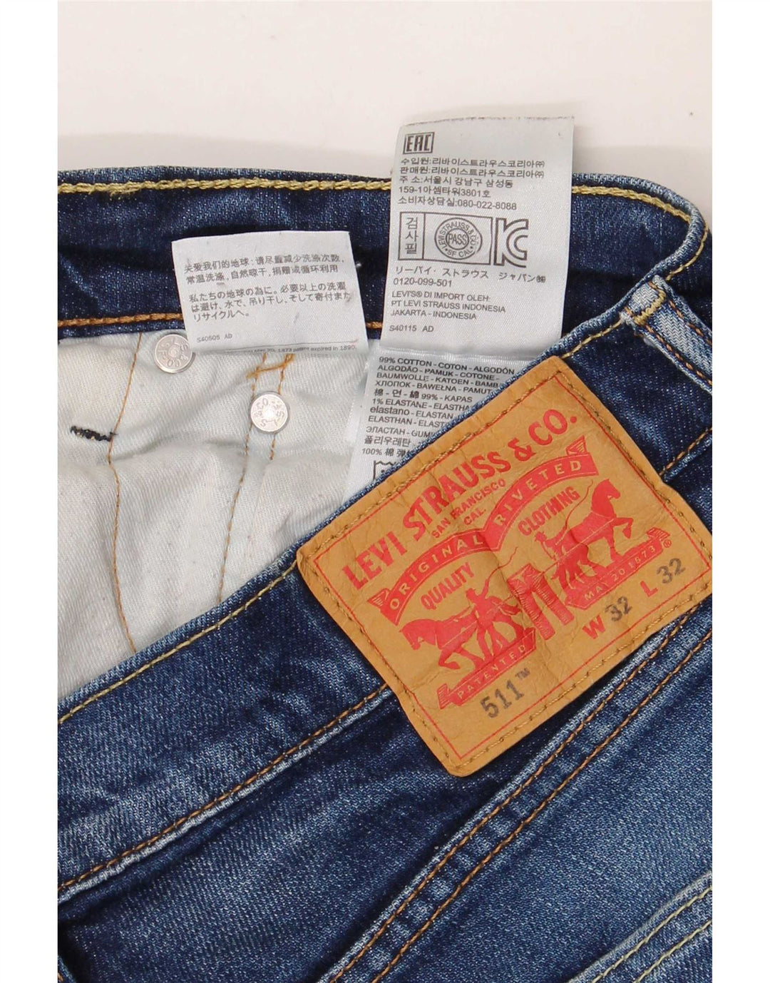 Blugi Levi's 511 Slim pentru bărbați W32 L28 Bumbac albastru