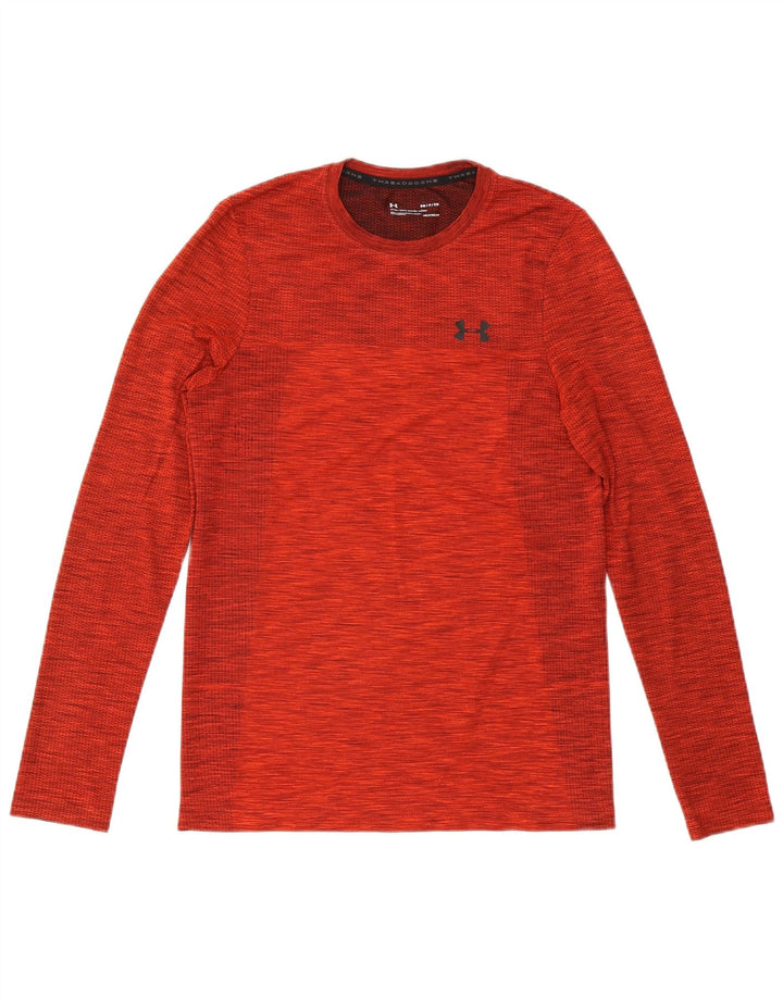 Tricou Under Armour pentru bărbați Heat Gear Top cu mânecă lungă, roșu mediu, pete