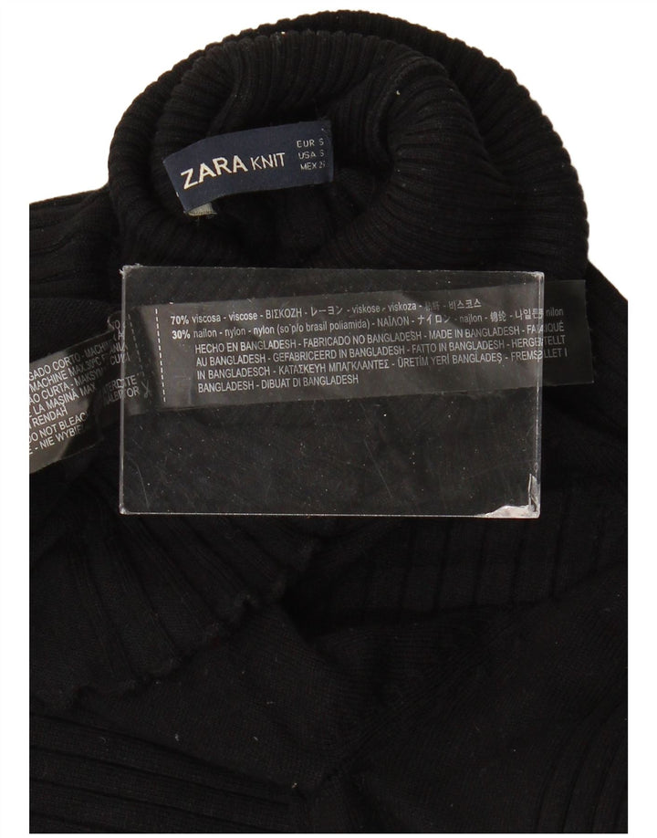 Pulover pentru femei cu gât rulat Zara UK 8 mic, negru, viscoză