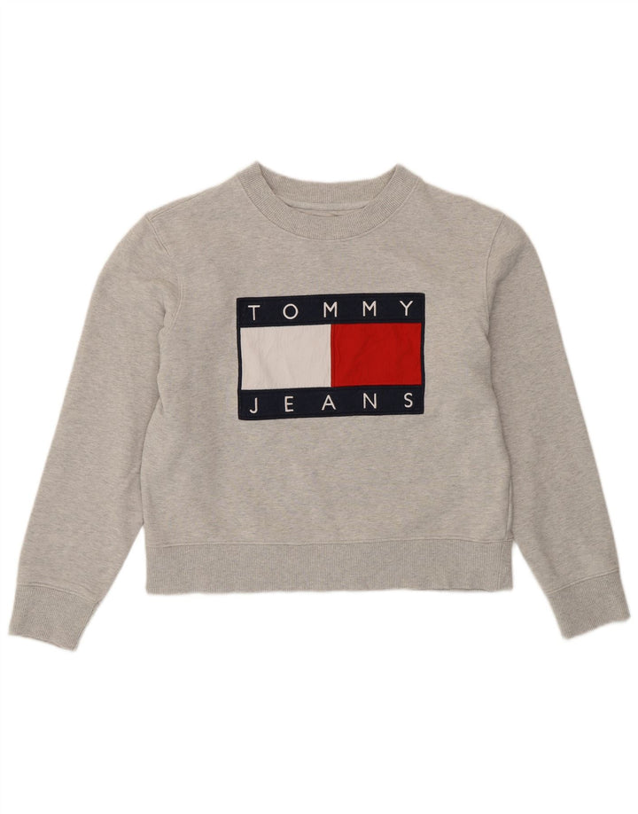 TOMMY HILFIGER Pulover pentru femei Crop Graphic Pulover UK 16 Large Gri
