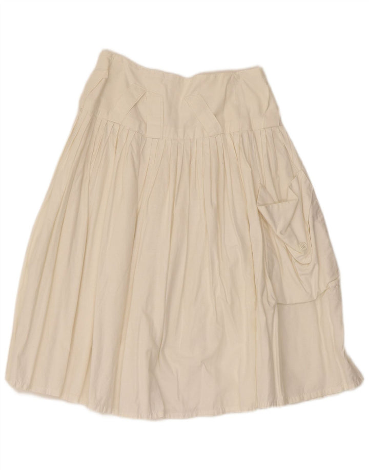 Fusta plisată Vintage pentru femei IT 44 Medium W28 Bumbac alb