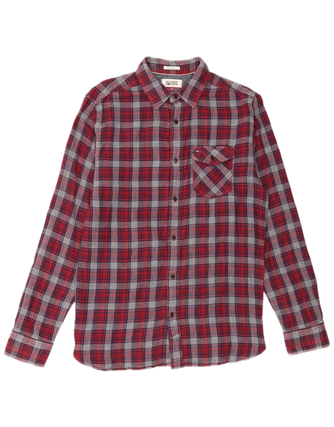 Cămașă de flanel pentru bărbați Tommy Hilfiger, de culoare roșie medie, din bumbac