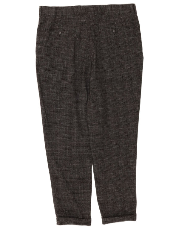 Pantaloni chino conici pentru bărbați Zara EU 42 Large W32 L26 Poliester cu carouri gri