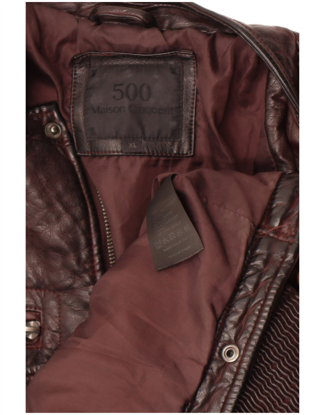 Jachetă din piele artificială pentru femei Maison Cinqcent UK 18 XL Maroon Poliuretan