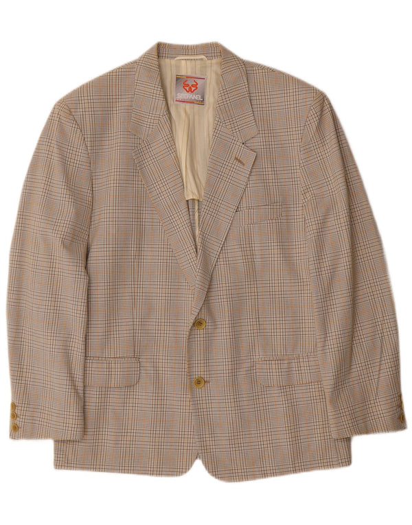 Jachetă Blazer Bărbați Stefanel 2 Nasturi IT 48 Medium Bej Check Bumbac