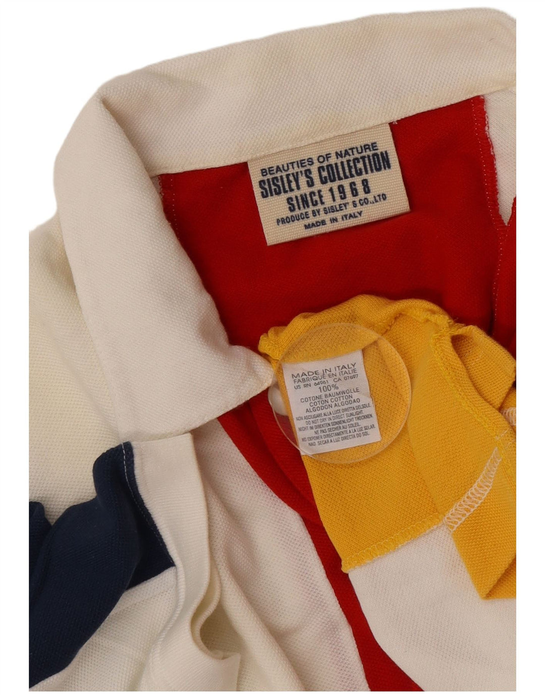 Tricou polo pentru bărbați Sisley, bumbac cu dungi multicolore