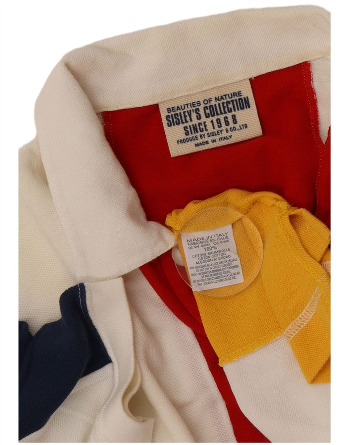 Tricou polo pentru bărbați Sisley, bumbac cu dungi multicolore