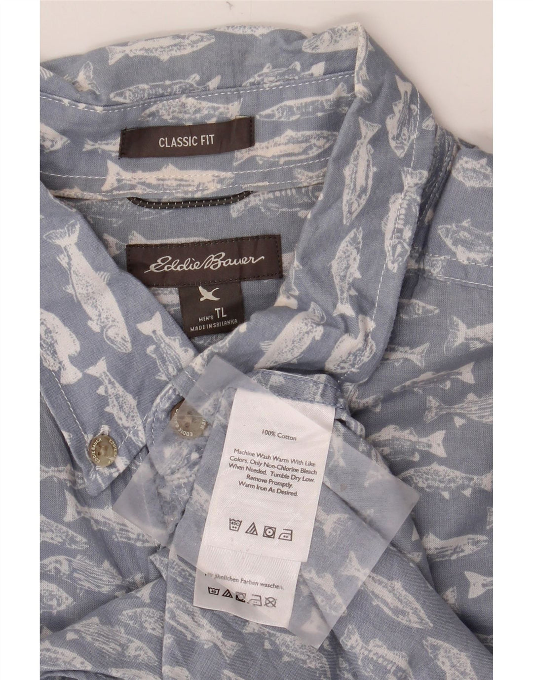 EDDIE BAUER Cămașă cu mânecă scurtă pentru bărbați, înaltă, cu model abstract, albastru mare