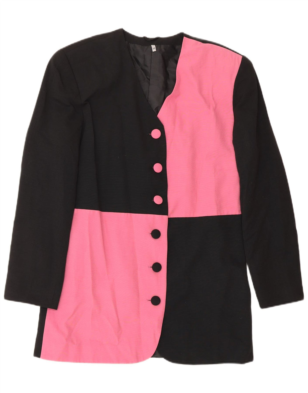 Jachetă pentru femei VINTAGE cu paragate UK 12 Medium Black Colorblock